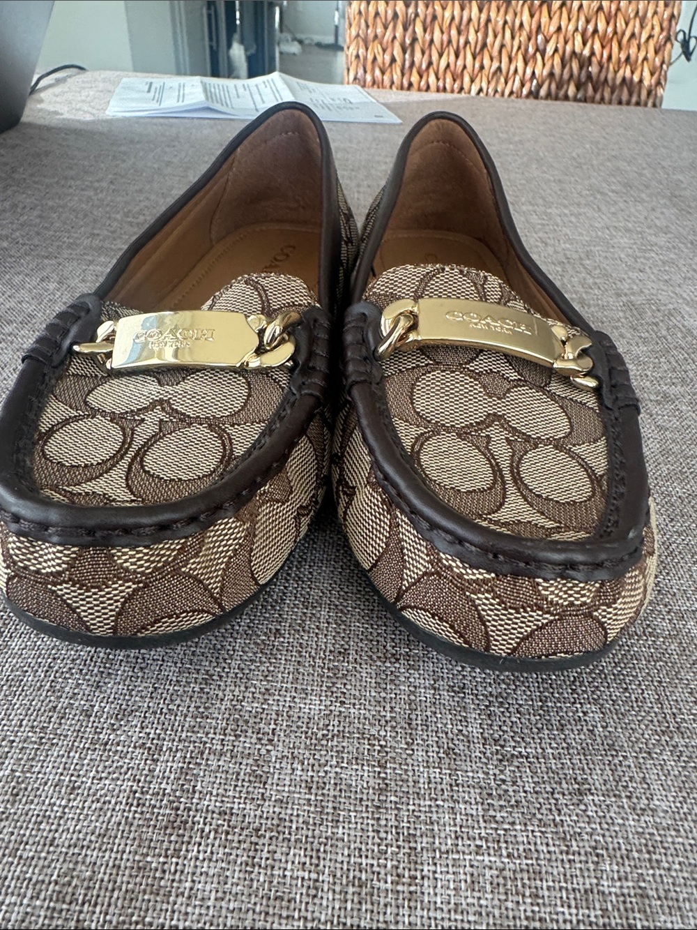 COACH Women's Brown Signature Canvas Loafers - Picture 6 of 11